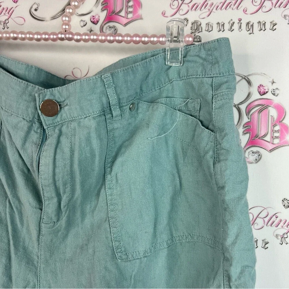 Feel pretty shorts linen light blue green Casual Teal Women's Bermudas